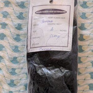 2 Wefts Indian Remy Human Hair Extensions Machine 16 & 18" Dark Brown Curly